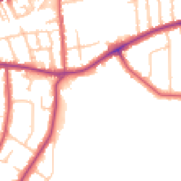 Daytime road noise heatmap for TW10 5AZ