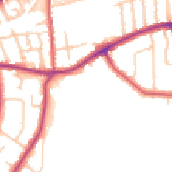 Daytime road noise heatmap for TW10 5BB