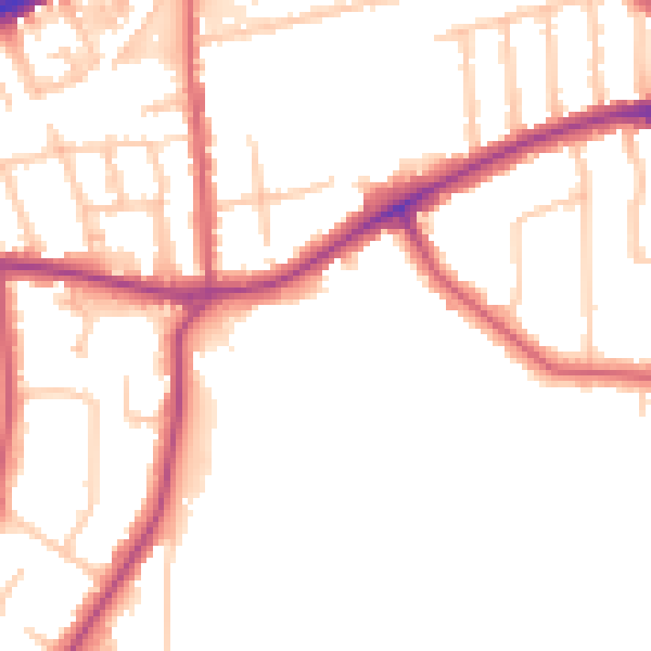 Daytime road noise heatmap for TW10 5BD