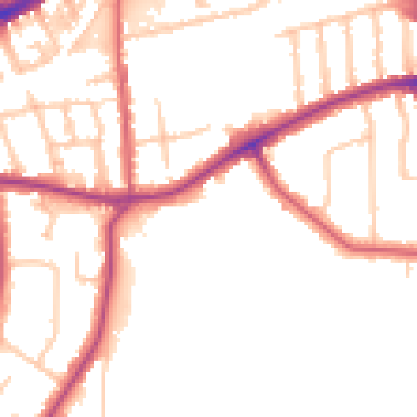 Daytime road noise heatmap for TW10 5BE