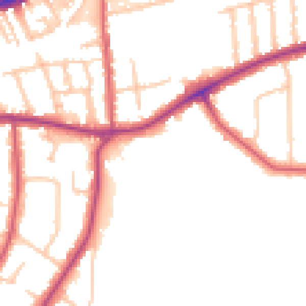 Daytime road noise heatmap for TW10 5BG