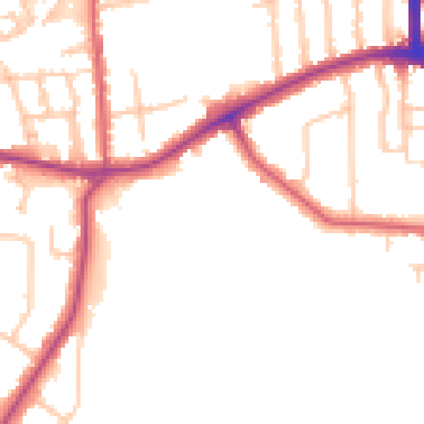 Daytime road noise heatmap for TW10 5BJ