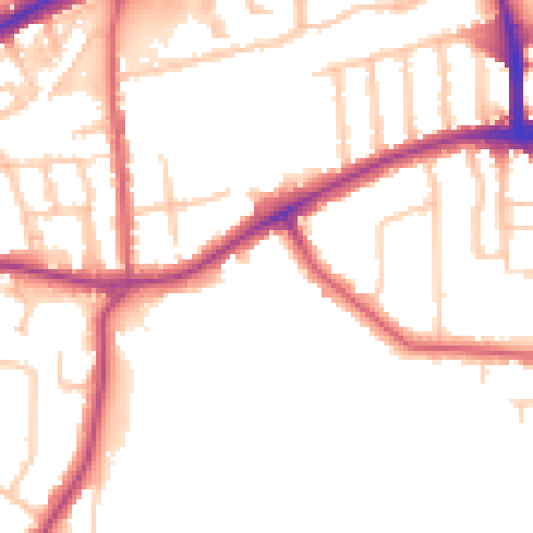 Daytime road noise heatmap for TW10 5BL