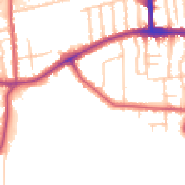 Daytime road noise heatmap for TW10 5BN