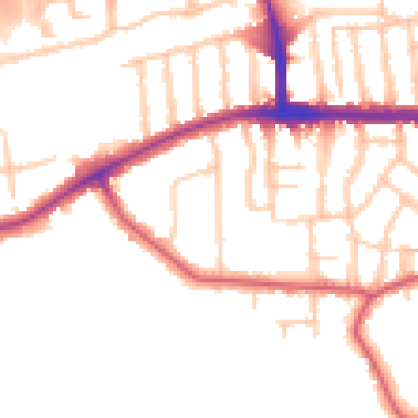 Daytime road noise heatmap for TW10 5BP
