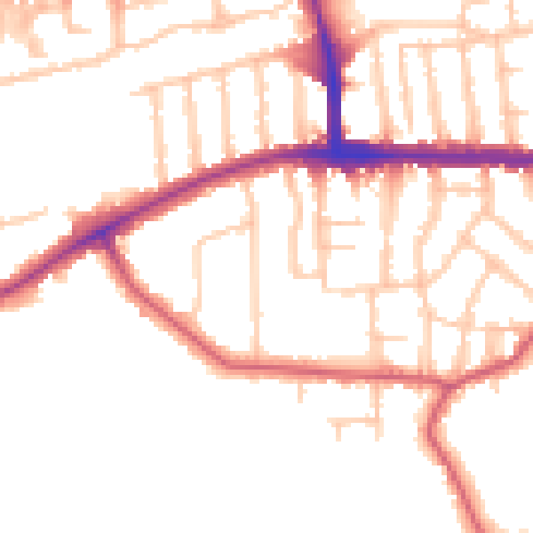 Daytime road noise heatmap for TW10 5BS