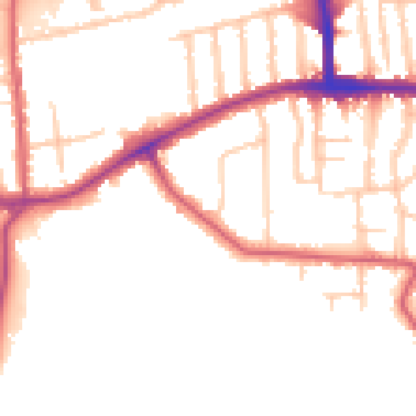 Daytime road noise heatmap for TW10 5BW