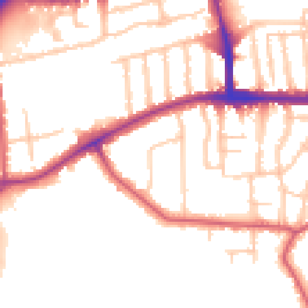 Daytime road noise heatmap for TW10 5BX