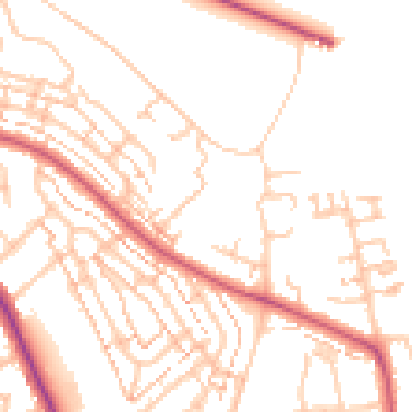 Daytime road noise heatmap for TW10 5BZ
