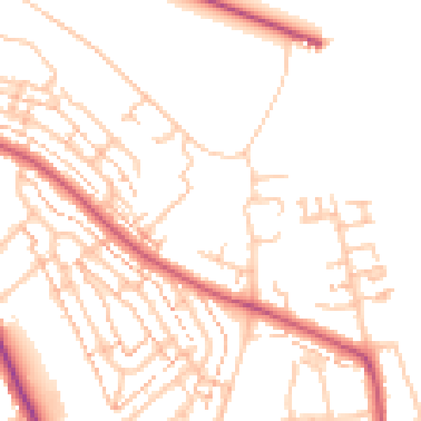 Daytime road noise heatmap for TW10 5DA