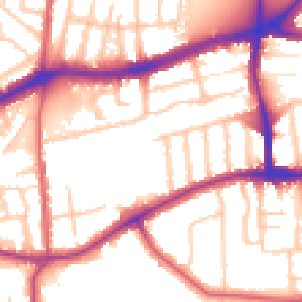 Daytime road noise heatmap for TW10 5DF