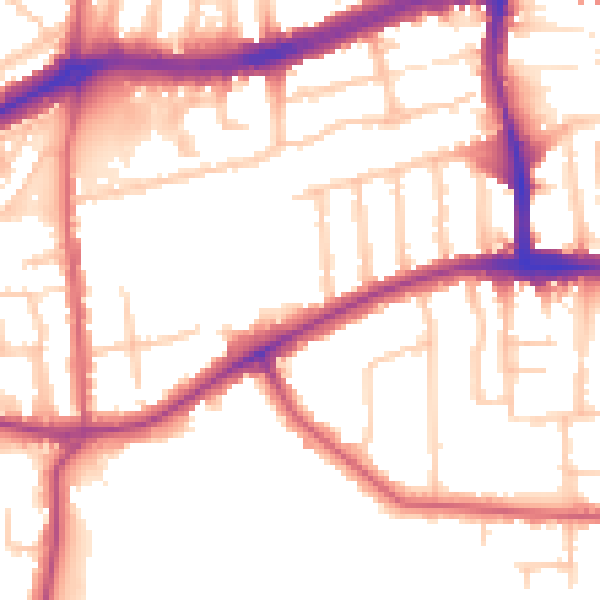 Daytime road noise heatmap for TW10 5DG
