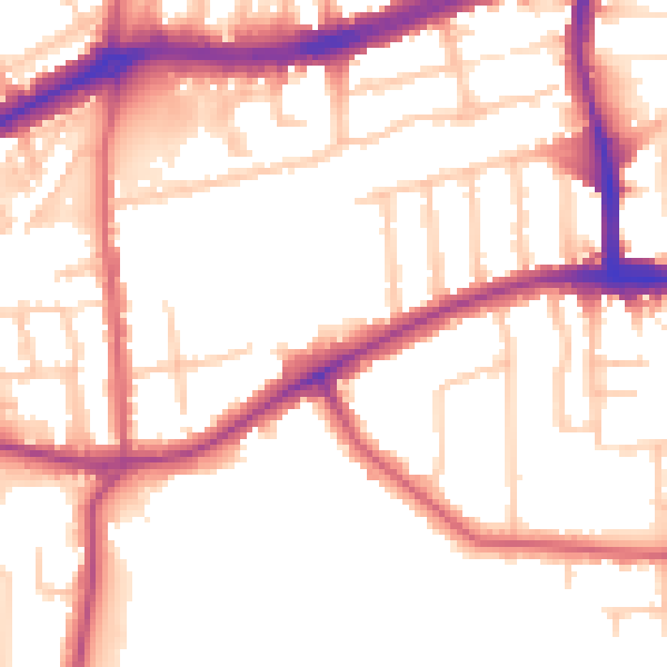 Daytime road noise heatmap for TW10 5DH