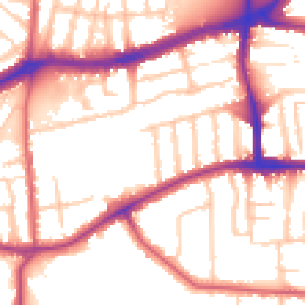 Daytime road noise heatmap for TW10 5DJ