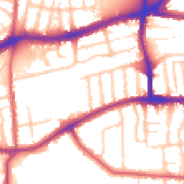 Daytime road noise heatmap for TW10 5DL