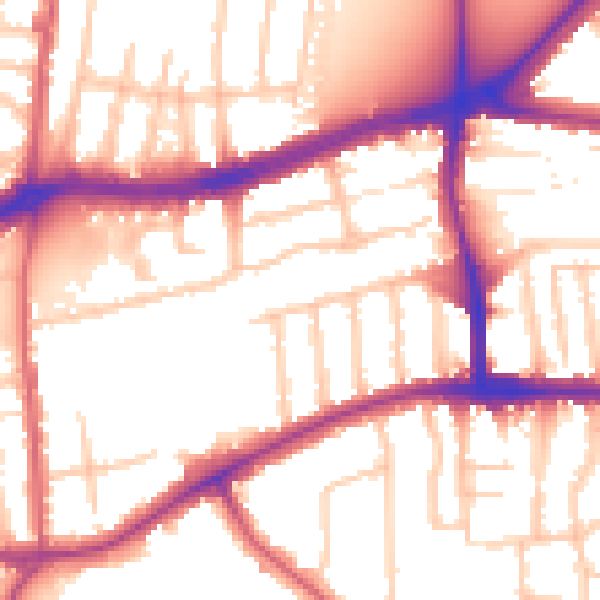 Daytime road noise heatmap for TW10 5DN