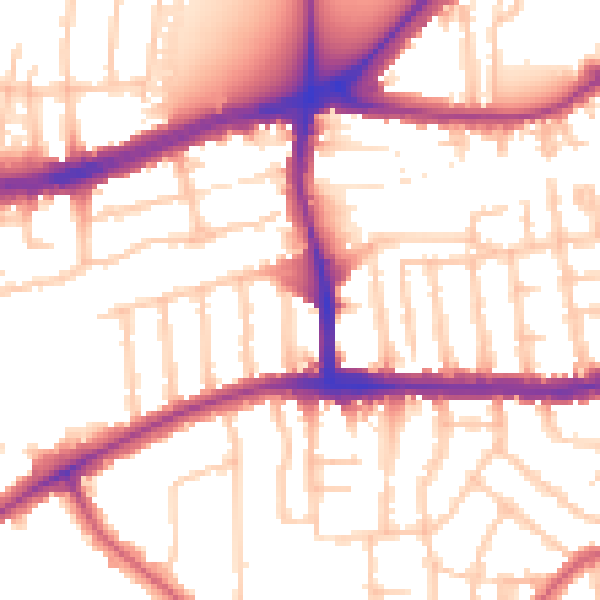 Daytime road noise heatmap for TW10 5DP