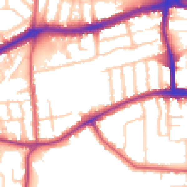Daytime road noise heatmap for TW10 5DQ