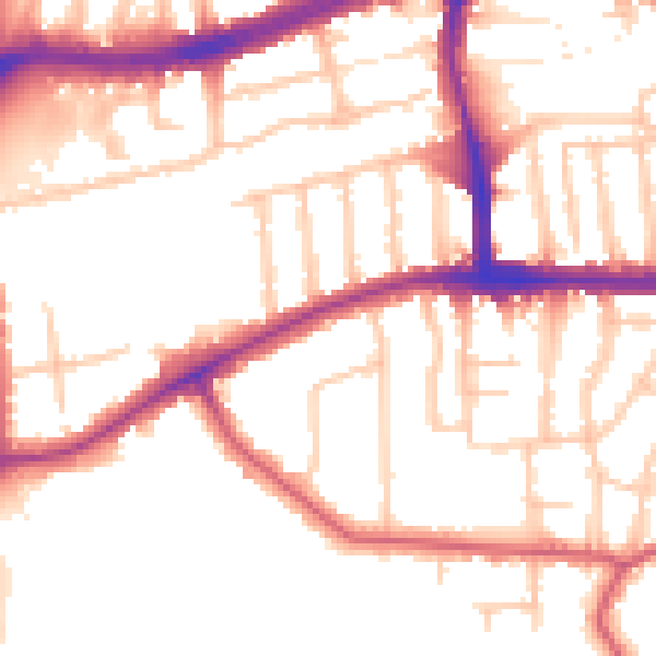 Daytime road noise heatmap for TW10 5DU