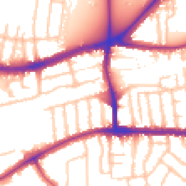 Daytime road noise heatmap for TW10 5DW