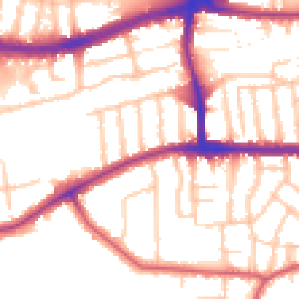 Daytime road noise heatmap for TW10 5DY