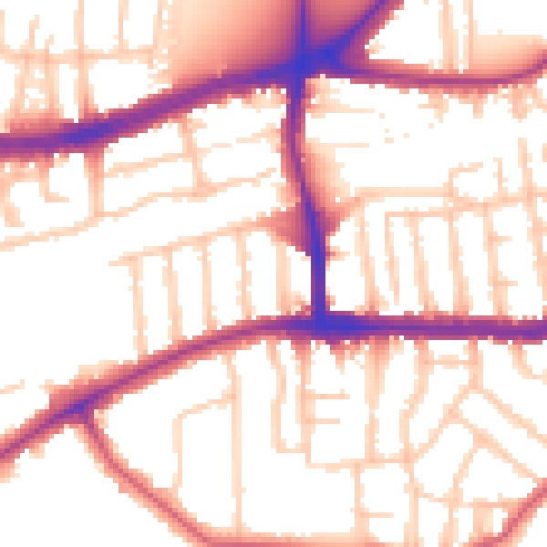 Daytime road noise heatmap for TW10 5DZ