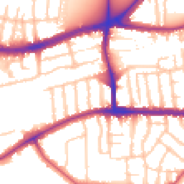 Daytime road noise heatmap for TW10 5EA