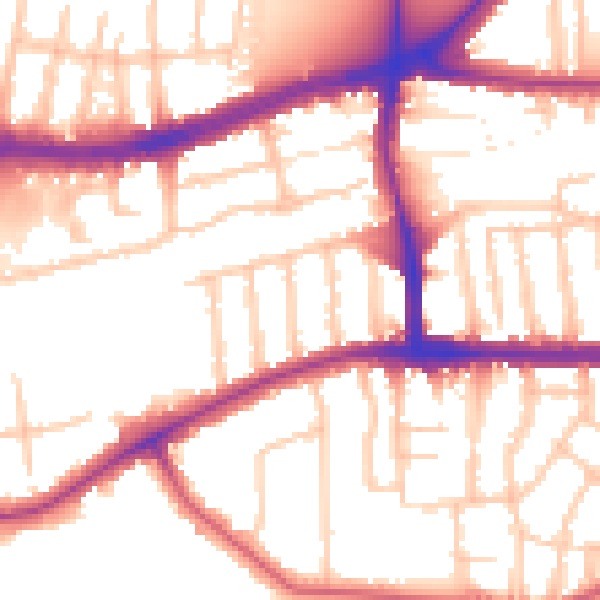 Daytime road noise heatmap for TW10 5ED