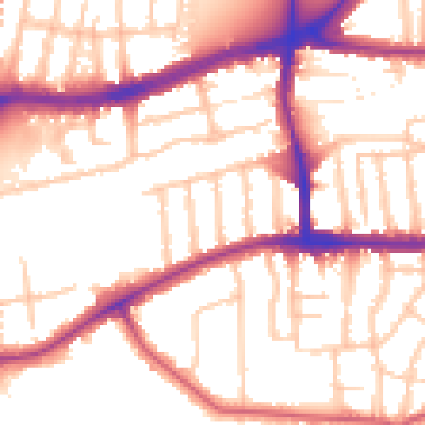 Daytime road noise heatmap for TW10 5EE
