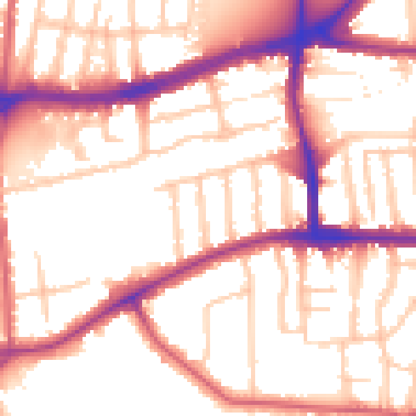 Daytime road noise heatmap for TW10 5EF