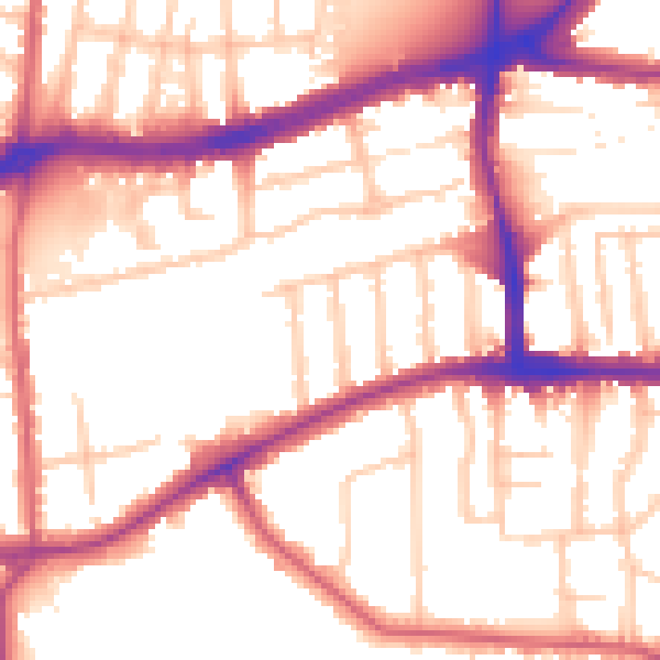 Daytime road noise heatmap for TW10 5EG