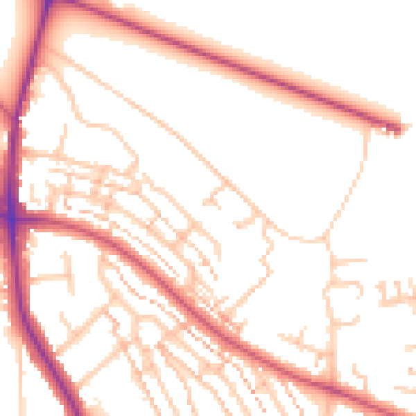 Daytime road noise heatmap for TW10 5HF
