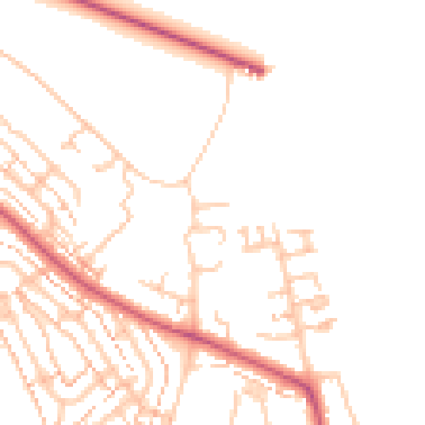 Daytime road noise heatmap for TW10 5HJ