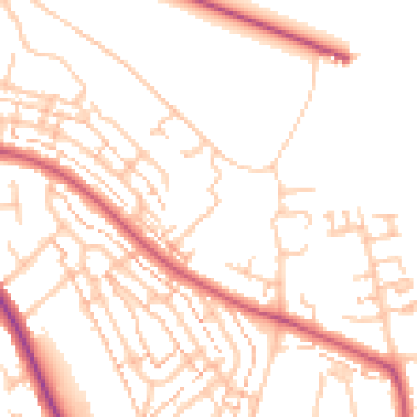 Daytime road noise heatmap for TW10 5HQ
