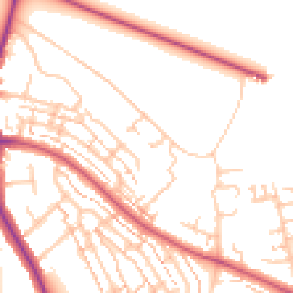 Daytime road noise heatmap for TW10 5JA