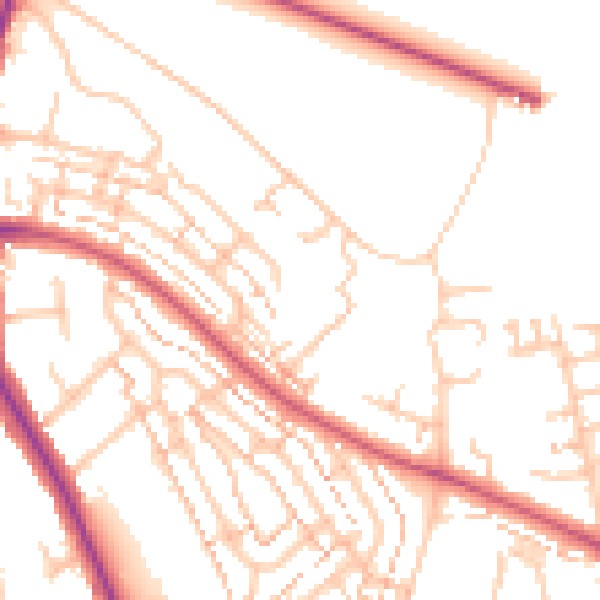 Daytime road noise heatmap for TW10 5JJ