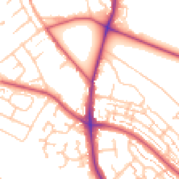 Daytime road noise heatmap for TW10 5LD