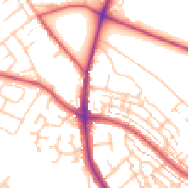 Daytime road noise heatmap for TW10 5LJ