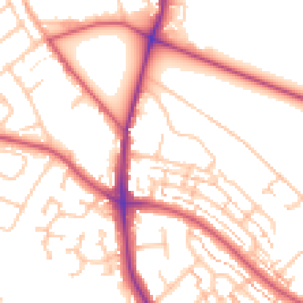 Daytime road noise heatmap for TW10 5LL