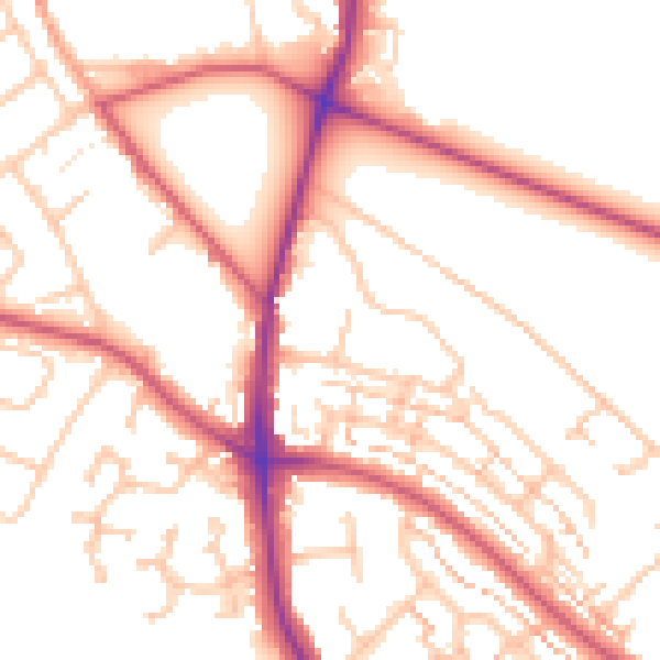 Daytime road noise heatmap for TW10 5LN