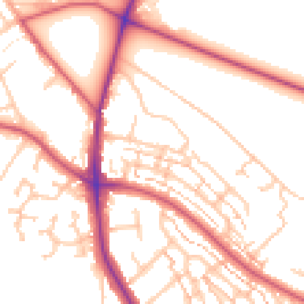 Daytime road noise heatmap for TW10 5LU