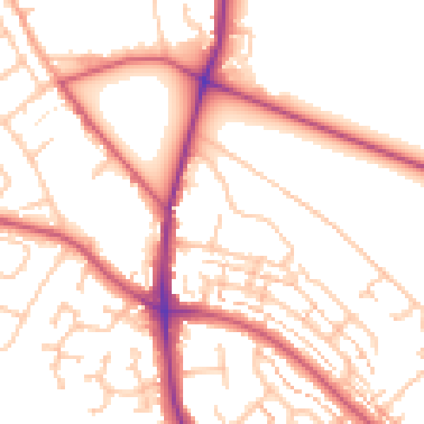 Daytime road noise heatmap for TW10 5LW