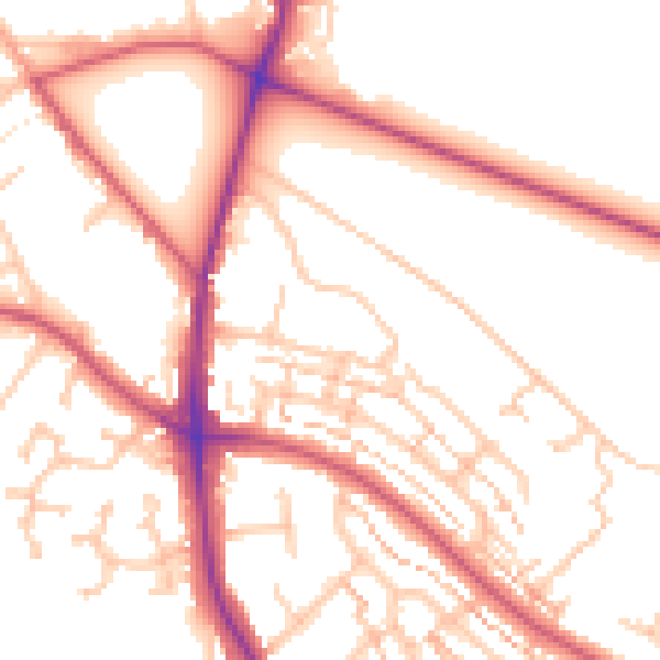 Daytime road noise heatmap for TW10 5LX