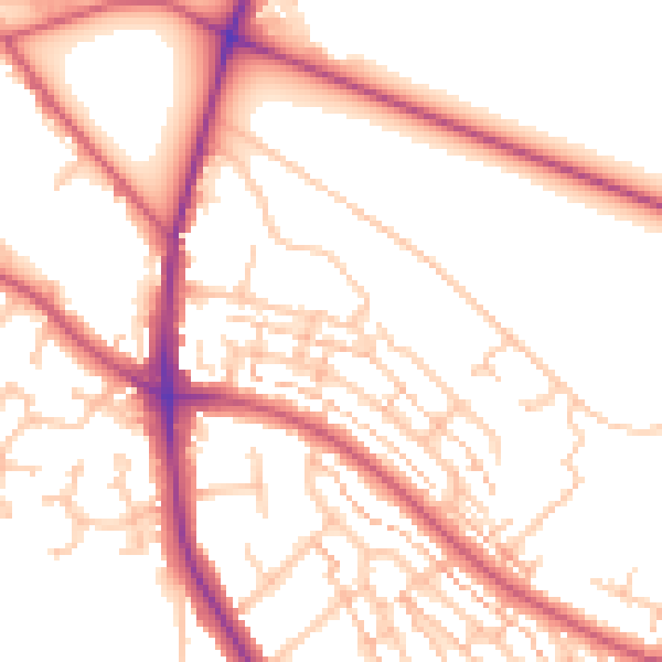 Daytime road noise heatmap for TW10 5LY