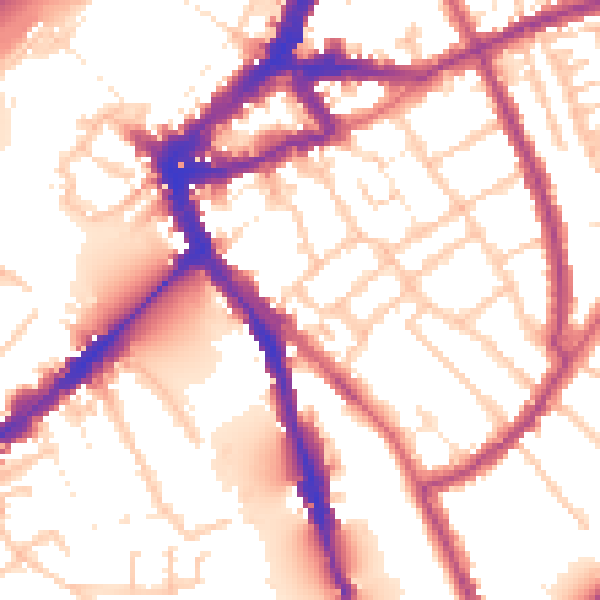 Daytime road noise heatmap for TW10 6AF
