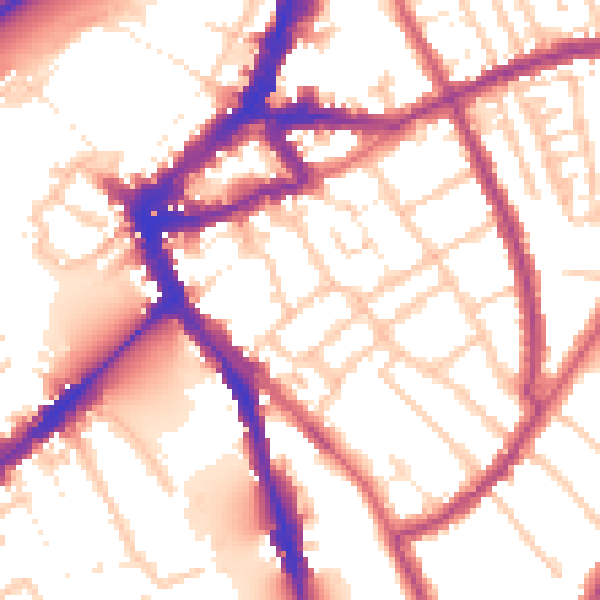 Daytime road noise heatmap for TW10 6AJ