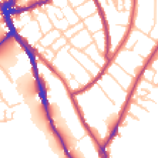 Daytime road noise heatmap for TW10 6BJ