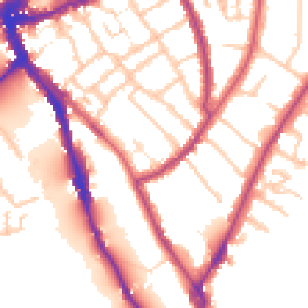 Daytime road noise heatmap for TW10 6BL