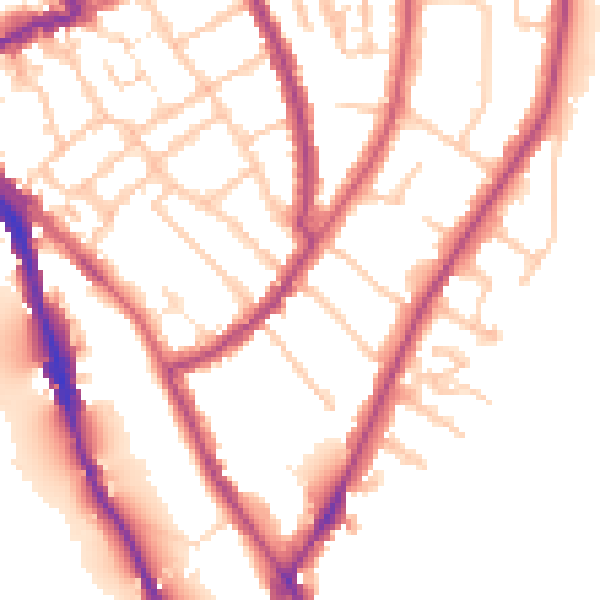 Daytime road noise heatmap for TW10 6BS