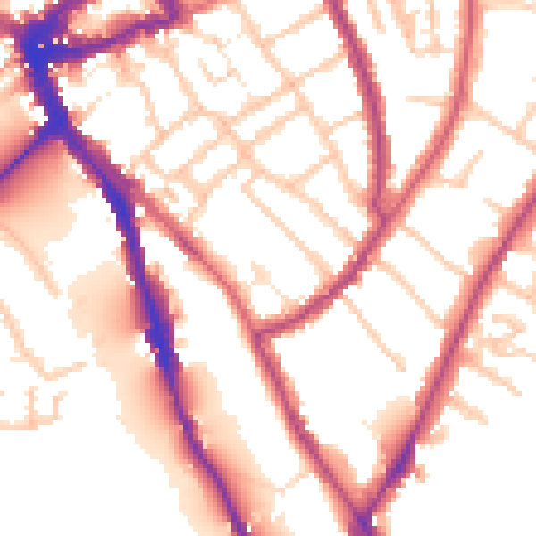 Daytime road noise heatmap for TW10 6BW